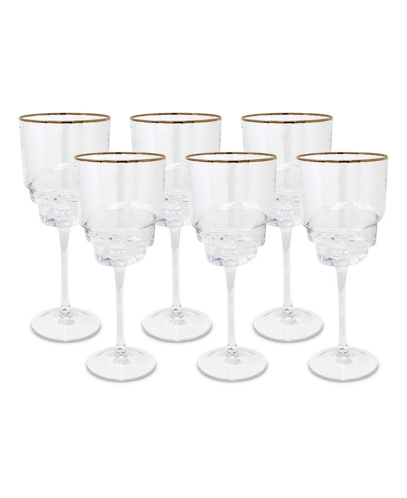 Vivience Shaped Bottom Rim Wine Glasses, Set of 6