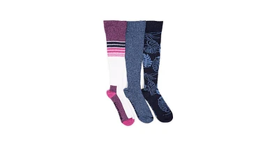Muk Luks Women's 3 Pack Cotton Compression Knee-High Socks