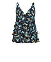 Women's Plus Ruffled Print Tankini Top