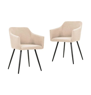 Dining Chairs 2 pcs Cream Fabric