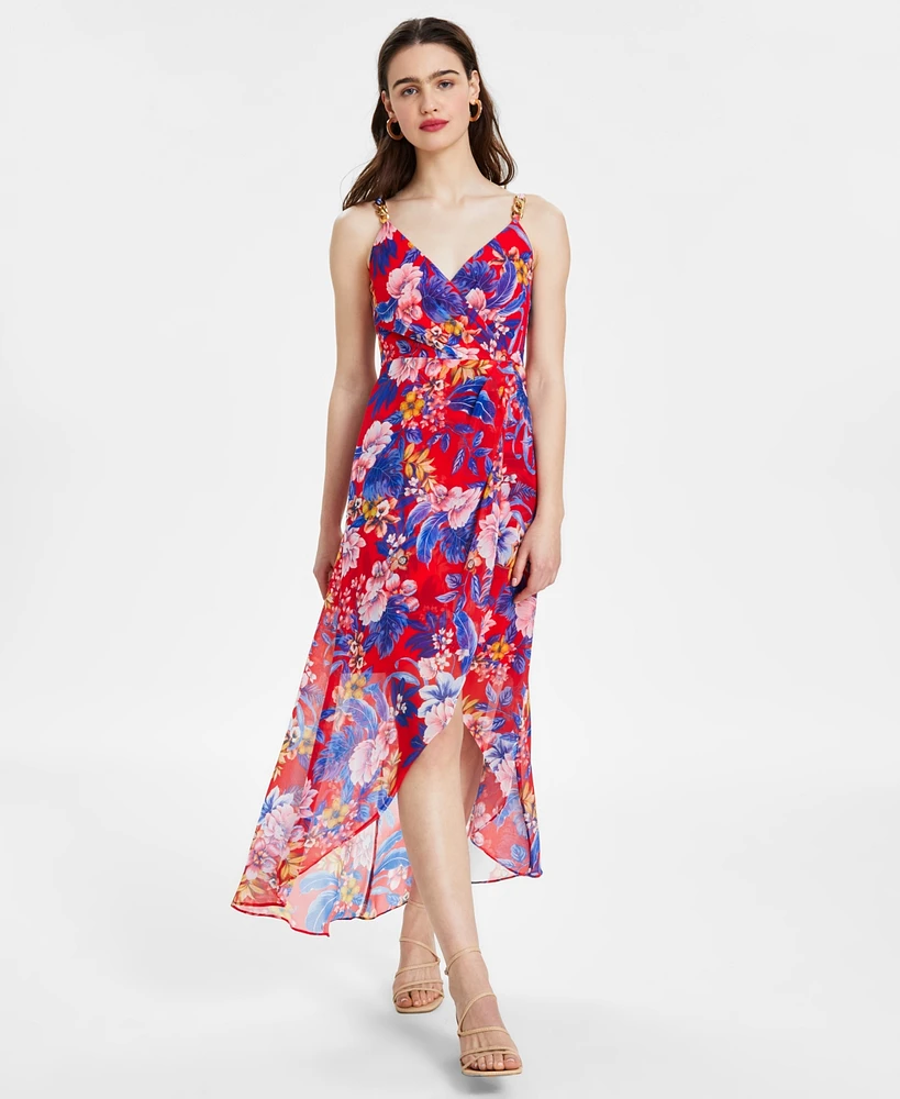 Siena Women's Floral Print Sleeveless High-Low Maxi Dress