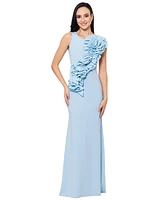 Betsy & Adam Women's 3D Floral Scuba Crepe Gown