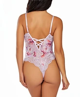 iCollection Women's 1Pc. Brushed Soft Teddy Lingerie Trimmed Elegant lace