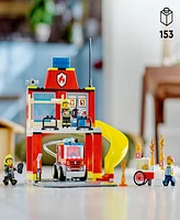 Lego City Fire Station and Fire Truck 60375 Toy Building Set with Firefighter Minifigures