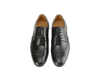 Gino Vitale Men's Handcrafted Genuine Leather Brogue Wingtip Medallion Dress Shoe