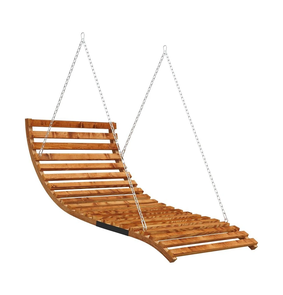 Swing Bed Solid Bent Wood with Teak Finish 45.3"x57.9"x18.1"