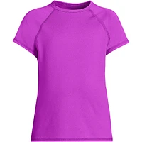 Lands' End Girls Chlorine Resistant Short Sleeve Crew Neck UPF50 Rash Guard