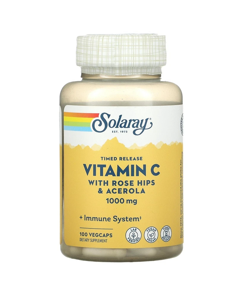 Solaray Timed Release Vitamin C with Rose Hips & Acerola 1 000 mg - 100 Veg Caps - Assorted Pre