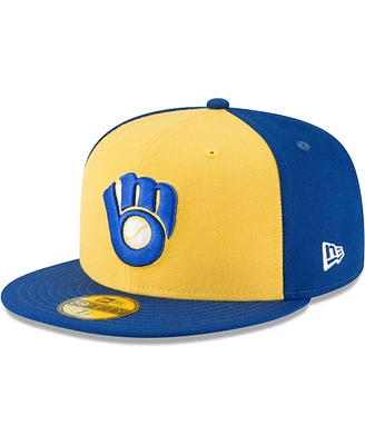 Men's New Era Yellow Milwaukee Brewers Cooperstown Collection Wool 59FIFTY Fitted Hat