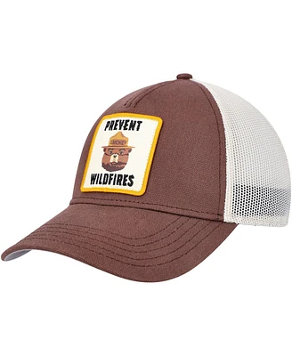 Men's American Needle Brown, Cream Smokey the Bear Valin Trucker Snapback Hat