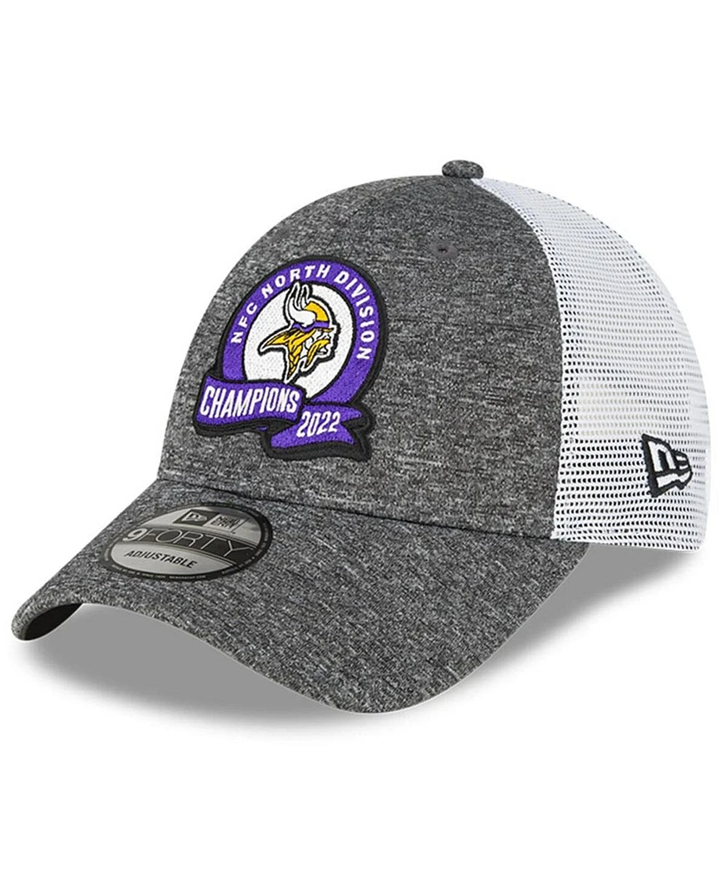 Men's New Era Heather Gray Minnesota Vikings 2022 Nfc North Division Champions Locker Room 9FORTY Adjustable Hat