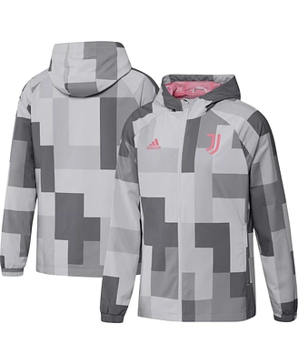 Men's adidas Gray Juventus Graphic Raglan Full-Zip Windbreaker Jacket