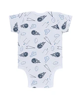 Baby Boys and Girls Wear by Erin Andrews Gray, Navy, White Tennessee Titans Three-Piece Turn Me Around Bodysuits and Pant Set