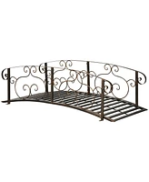 Out sunny 6' Metal Arch Backyard Garden Bridge, Safety Side rails, Arc Footbridge for Backyard Creek, Stream, Pond, Bronze