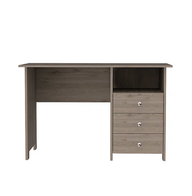 Depot E-shop Antara Computer Desk with Open Storage Shelf and 3-Drawers, Light Gray