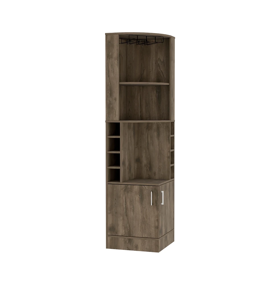 Depot E-shop Egina Bar Cabinet Two Drawers, Eight Bottle Cubbies, Two Large Open Shelves, Dark Brown