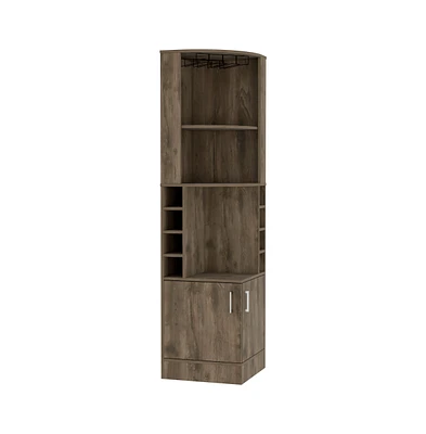 Depot E-shop Egina Bar Cabinet Two Drawers, Eight Bottle Cubbies, Two Large Open Shelves, Dark Brown