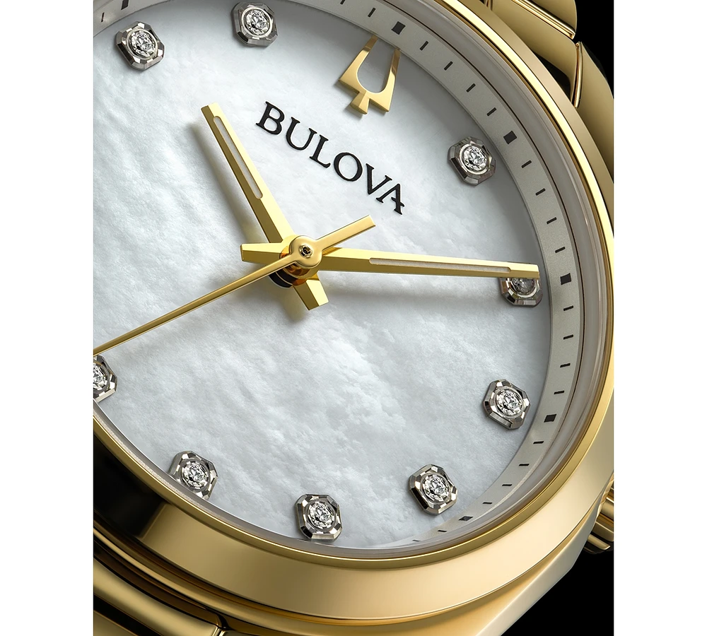 Bulova Women's Surveyor Diamond (1/20 ct. t.w.) Gold-Tone Stainless Steel Bracelet Watch 31mm - Gold