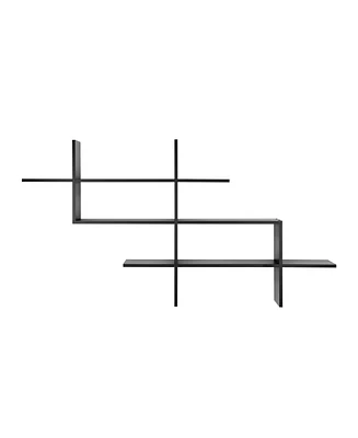 3-Tier Ladder Cantilever Cubby Accent Wall Shelf with Criss Cross Asymmetrical Modern Design