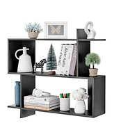 Danya B Manasa Floating Geometric Kilter Two-Tier Wall Shelf