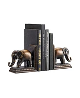 Danya B Ornate Elephants Polyresin Bronze Patina Finish Bookend, Set of 2