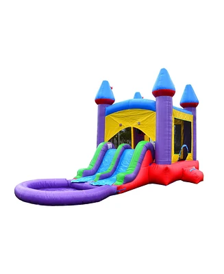 HeroKiddo Jelly Bean Castle Commercial Grade Bounce House Water Slide with Splash Pool (with Blower), Kids and Adults, Basketball Hoop, Wet Dry Combo,