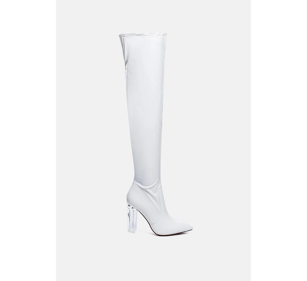 Noire Thigh High Long Boots Patent Pu