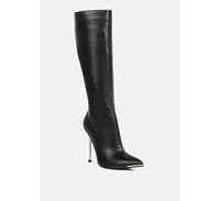 London Rag Hale Faux Leather Pointed Heel Calf Boots