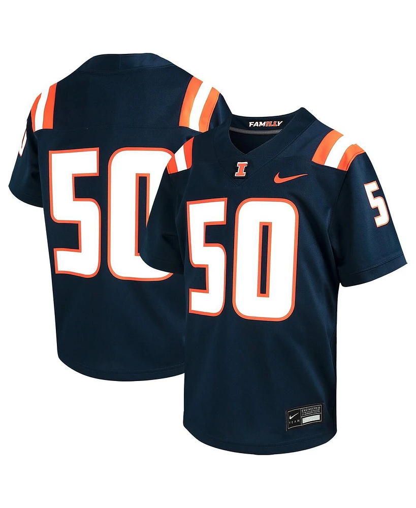 Big Boys Nike #50 Navy Illinois Fighting Illini Game Jersey