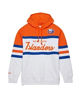 Men's Mitchell & Ness White, Orange New York Islanders Head Coach Pullover Hoodie