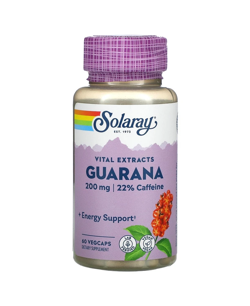 Solaray Vital Extracts Guarana 200 mg - 60 Vegcaps - Assorted Pre