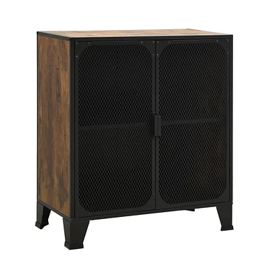 Storage Cabinet Rustic Brown 28.3"x14.2"x32.3" Metal and Mdf