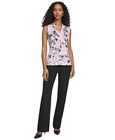 Calvin Klein Women's Printed V-Neck Sleeveless Blouse