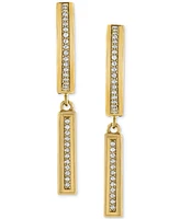 Esquire Men's Jewelry Diamond Bar Dangle Bar Hoop Earrings (1/5 ct. t.w.) in 14k Gold-Plated Sterling Silver, Created for Macy's