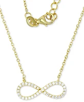 Cubic Zirconia Infinity Pendant Necklace in 14k Gold-Plated Sterling Silver, 16" + 2" extender