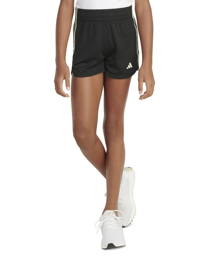 adidas Big Girls Gradient 3-Stripe Pacer Mesh Shorts