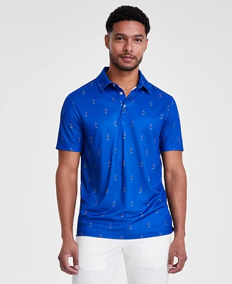 Club Room Men's Golfer Print Short Sleeve Tech Polo Shirt, Created for Macy's