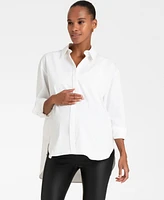 Seraphine Women's Cotton Curved Hem Maternity Shirt