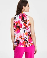 Bar Iii Women's Floral-Print Sleeveless Tie-Neck Top, Created for Macy's