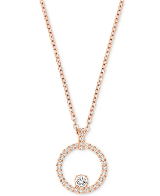 Swarovski Rose Gold-Tone Crystal Circle Pendant Necklace, 14-7/8" + 2" extender