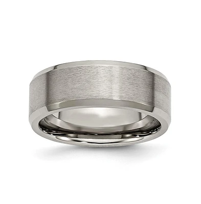Chisel Titanium Brushed 8 mm Beveled Edge Wedding Band Ring