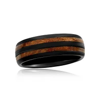 Metallo Genuine Wood Inlay Tungsten Ring