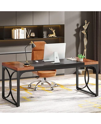 Tribesigns 63" Executive Desk, Large Office Computer Desk with Strong Metal Frame for Home Office, Easy Assembly