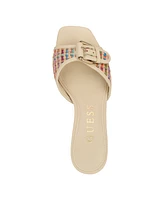 Guess Women's Dista Mid Heel Open Toe Buckle Sandals