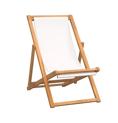 Deck Chair Teak 22.1"x41.3"x37.8" Cream