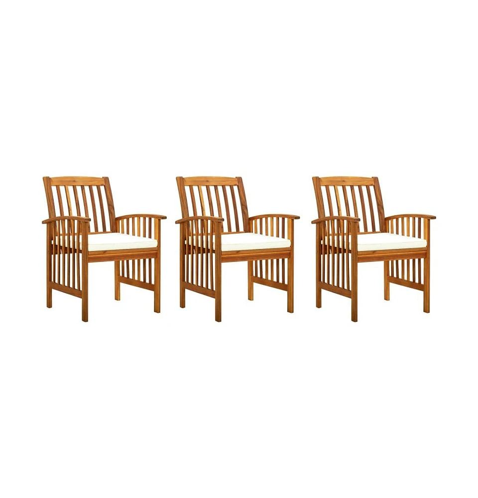 Patio Dining Chairs 3 pcs with Cushions Solid Acacia Wood