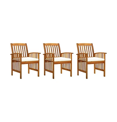 Patio Dining Chairs 3 pcs with Cushions Solid Acacia Wood