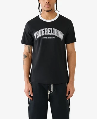 True Religion Men's Short Sleeve Collegiate Ringer T-shirts