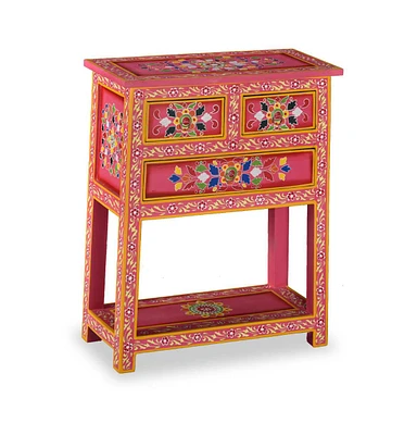 Sideboard with Drawers Pink 23.6"x11.8"x29.9" Solid Wood Mango