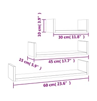 Wall Display Shelf 3 pcs Sonoma Oak Engineered Wood